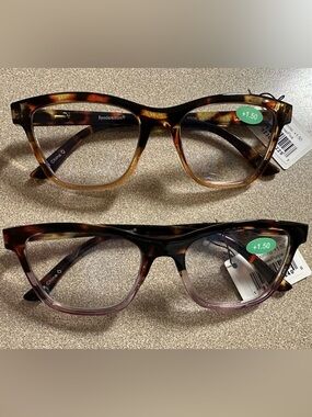 Blue Light Protection +1.50 Power Reading Glasses bundle - NWT